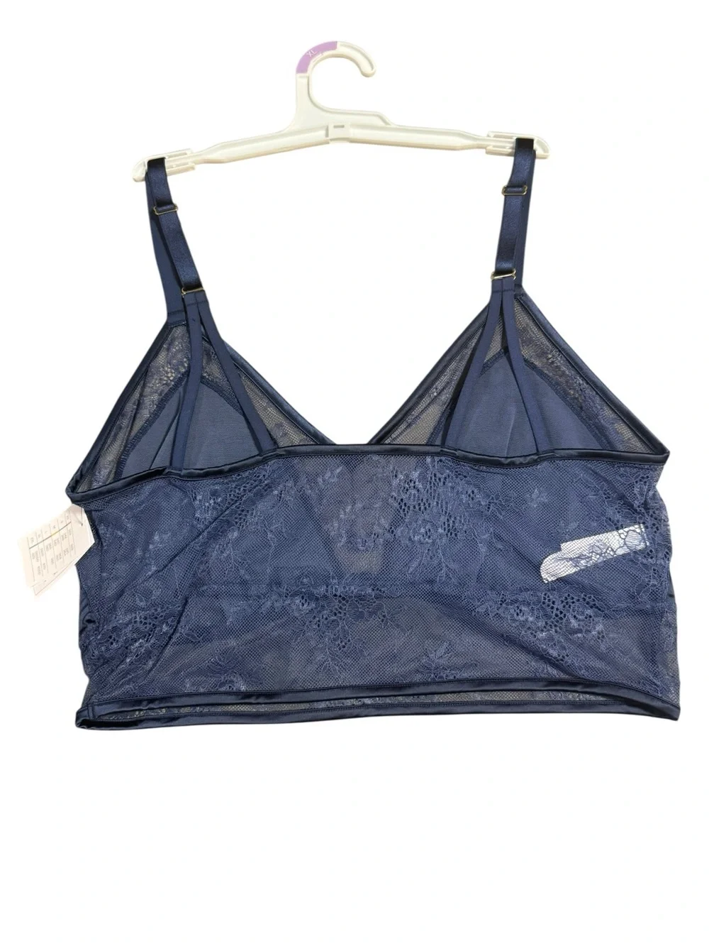 Auden Satin & Lace Unlined Bralette Navy Blue NWT
